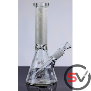 LEAF GLASS BEAKER WATER PIPE 10inch (GLOW IN DARK)